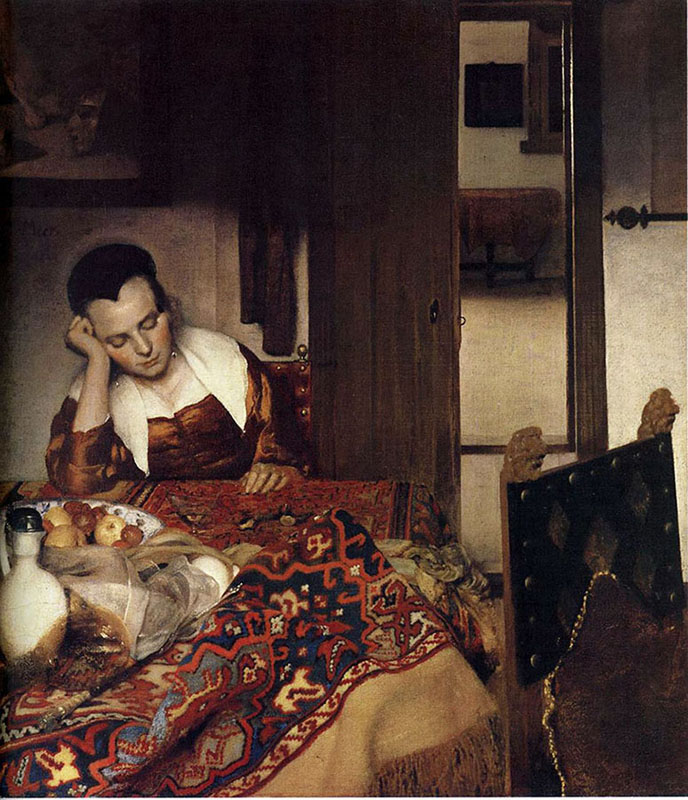 Woman Sleeping at a Table